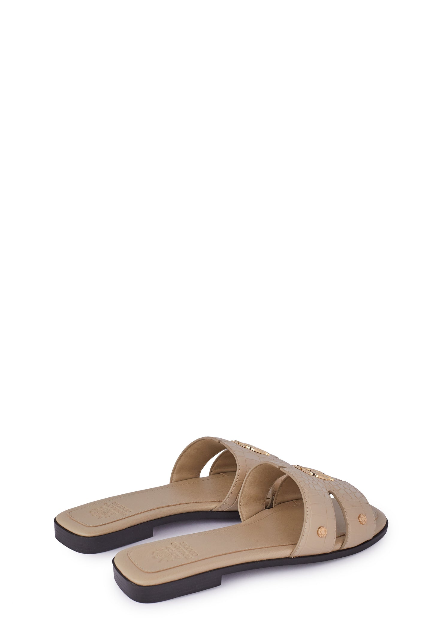 Monogram Slides (Taupe Croc)