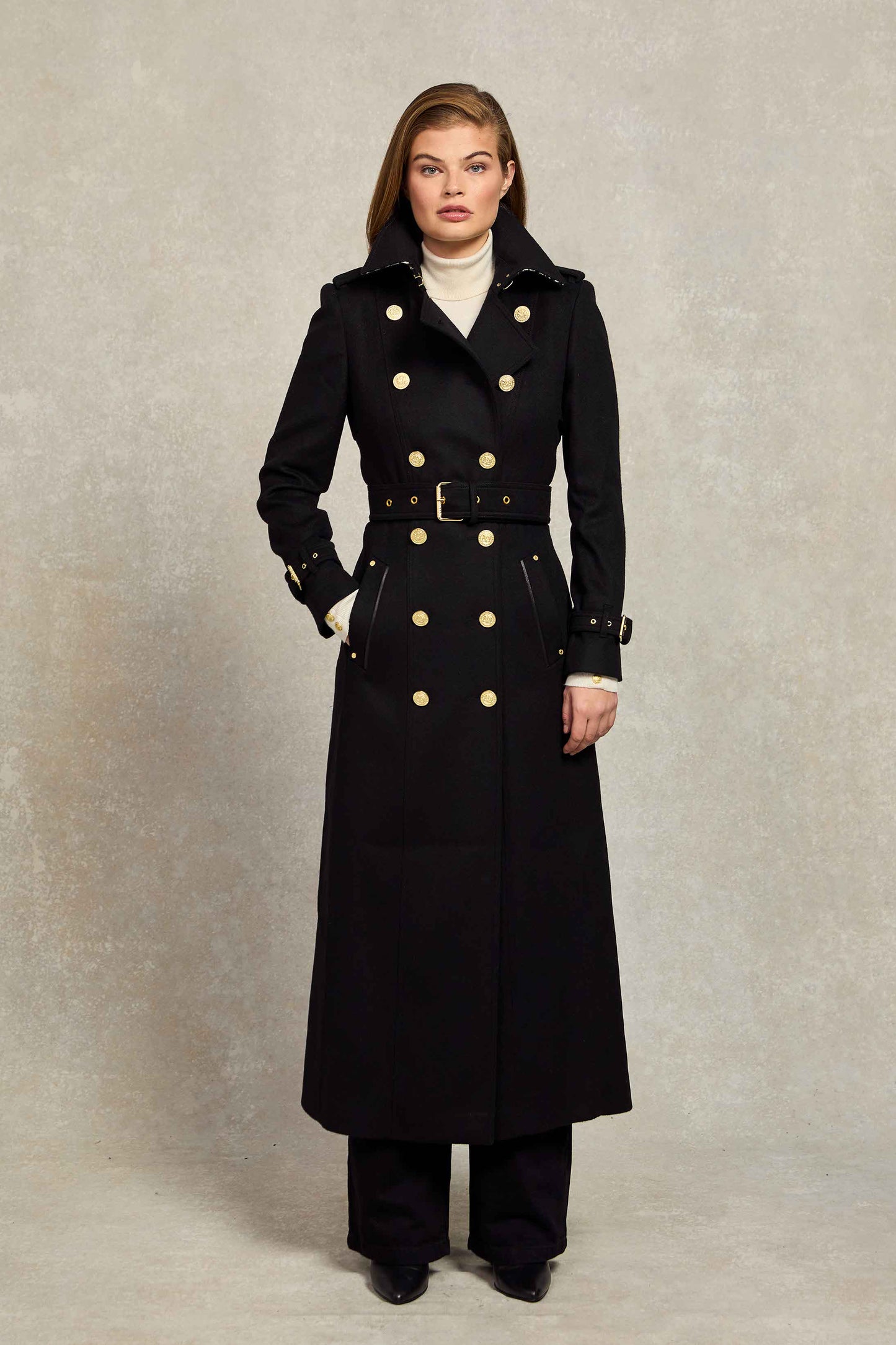 Full Length Marlborough Trench Coat (Soft Black)