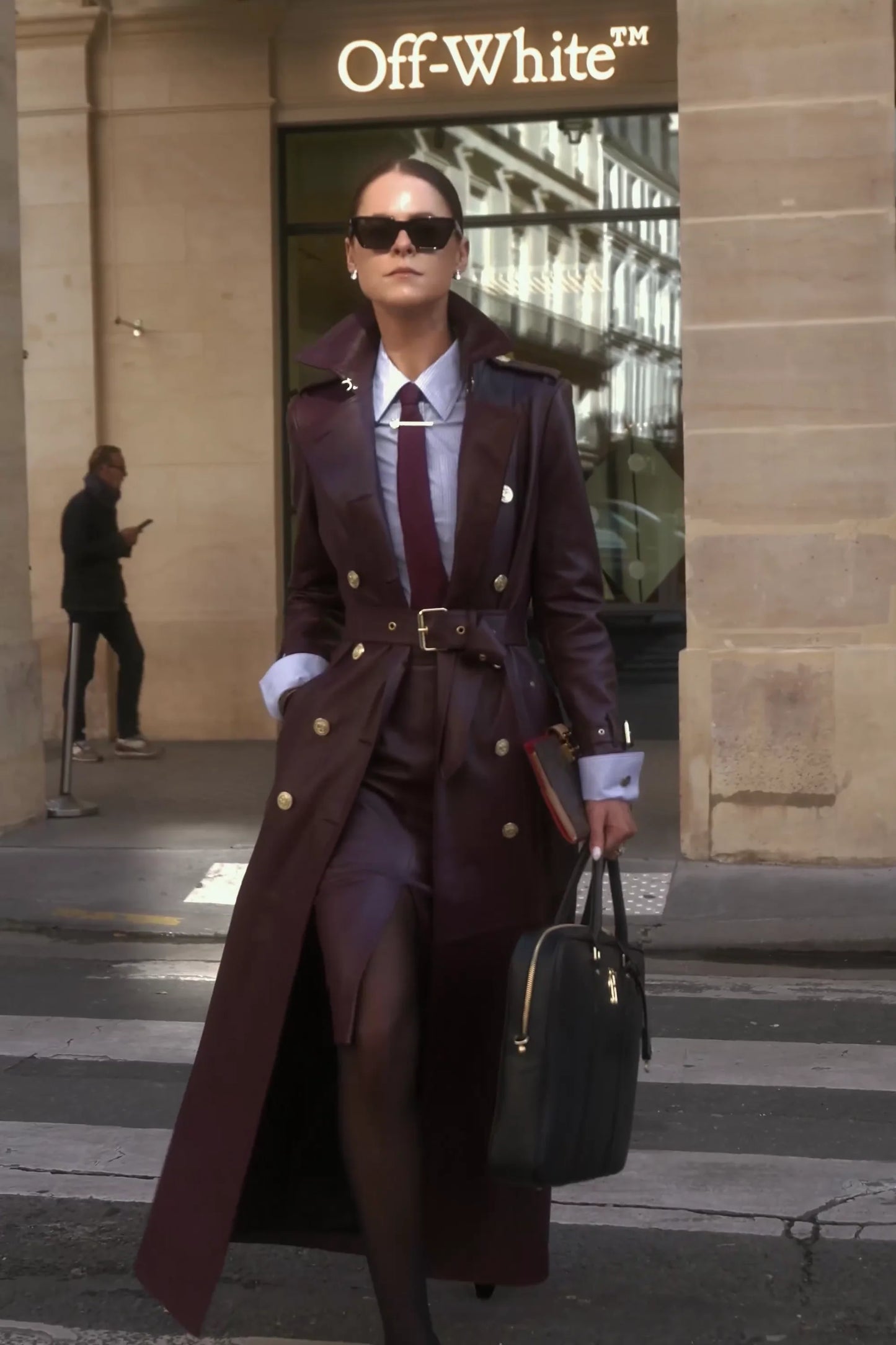 Full Length Marlborough Trench Coat (Valencia Leather Oxblood)