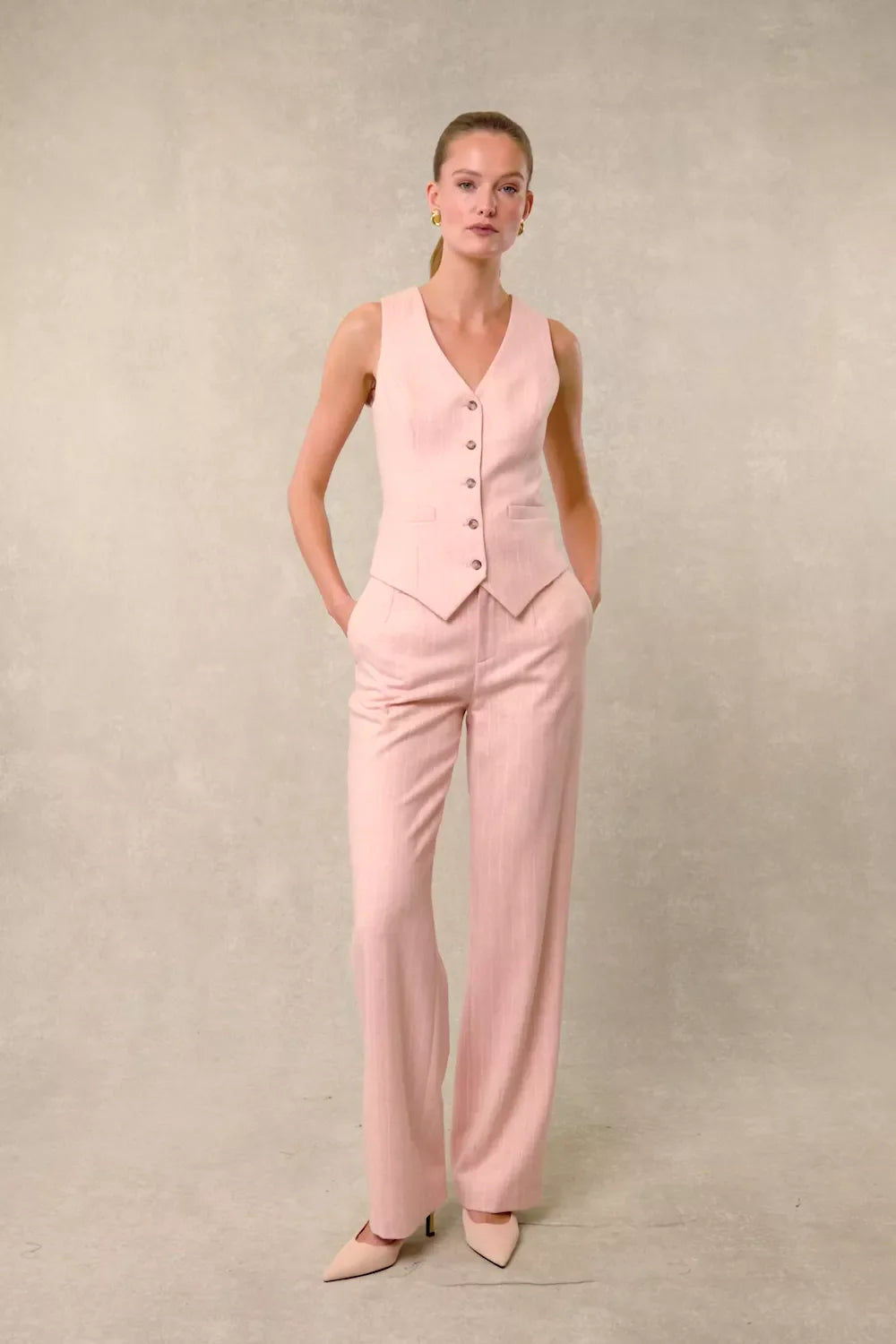 Hampton Waistcoat (Pink Chalk Pinstripe)