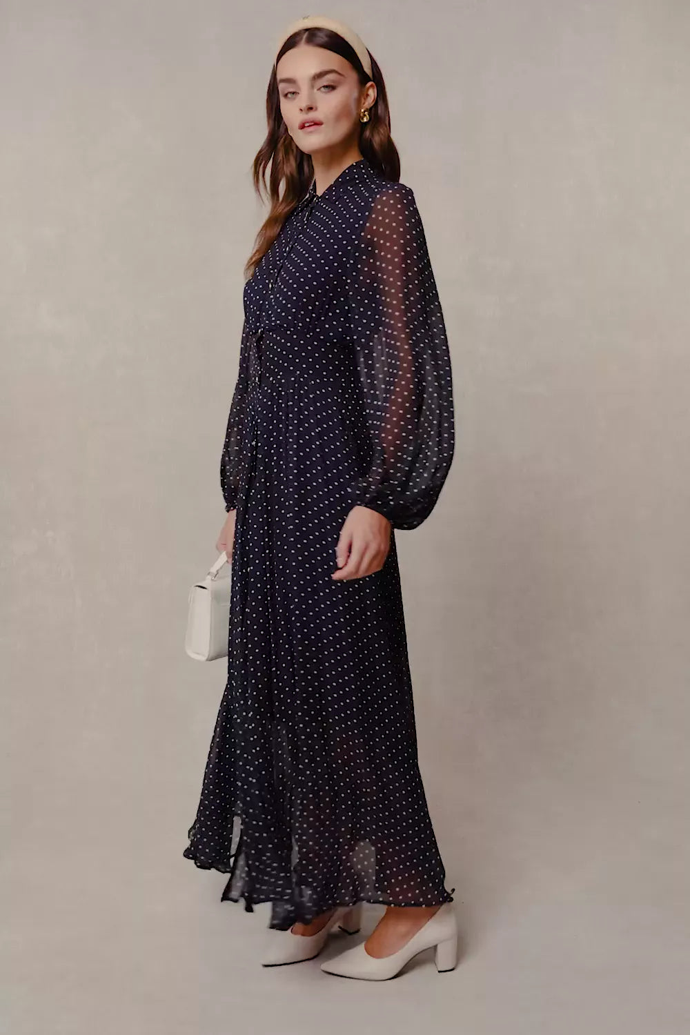 Paros Shirt Dress (Navy Polka Dot)