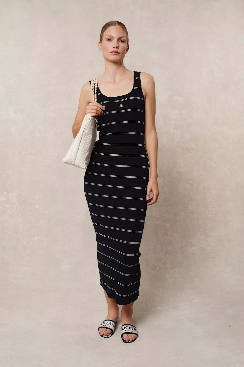 Juliet Maxi Dress (Ink Navy Stripe)