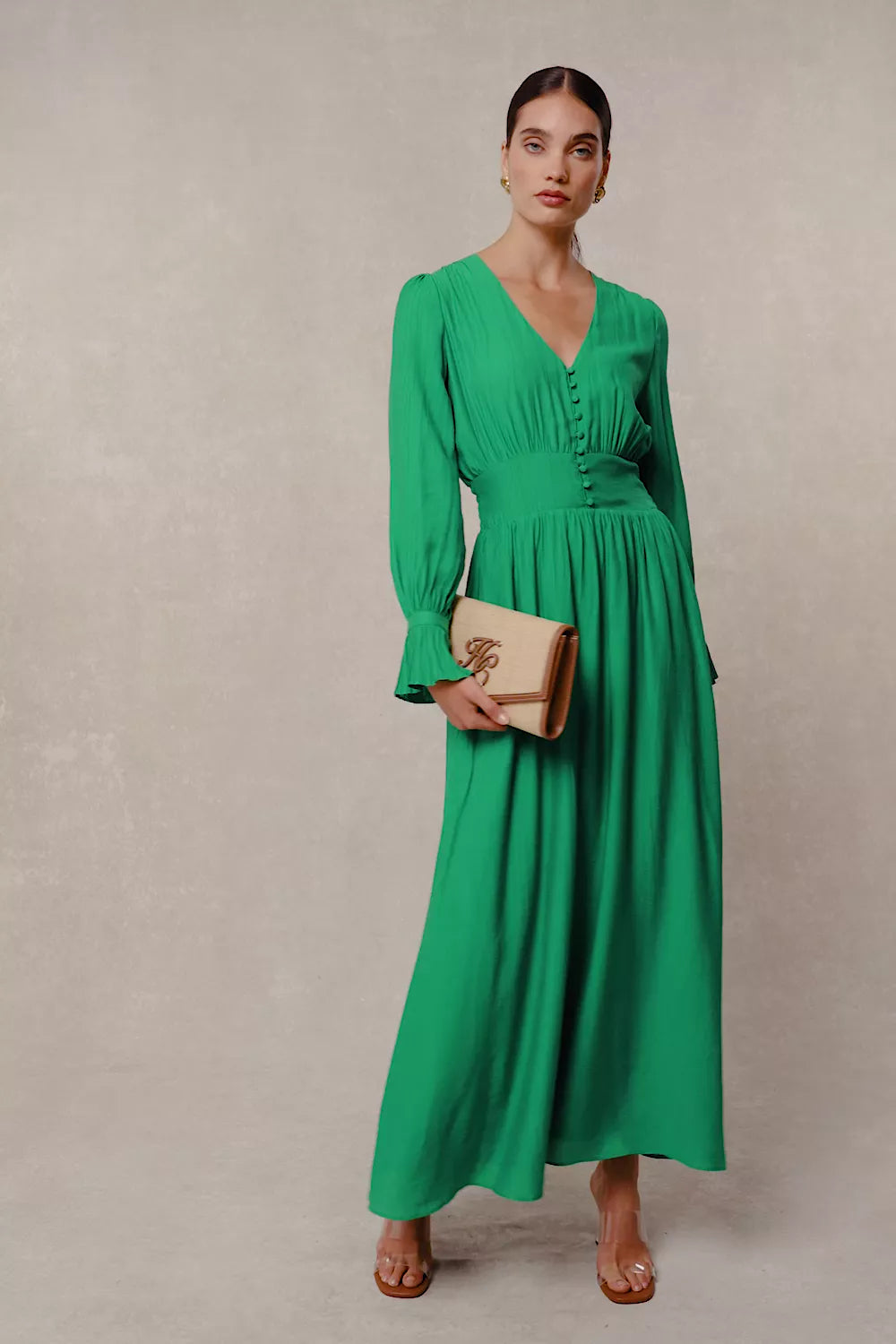 Phoebe V-Neck Maxi Dress (Jewel Green)