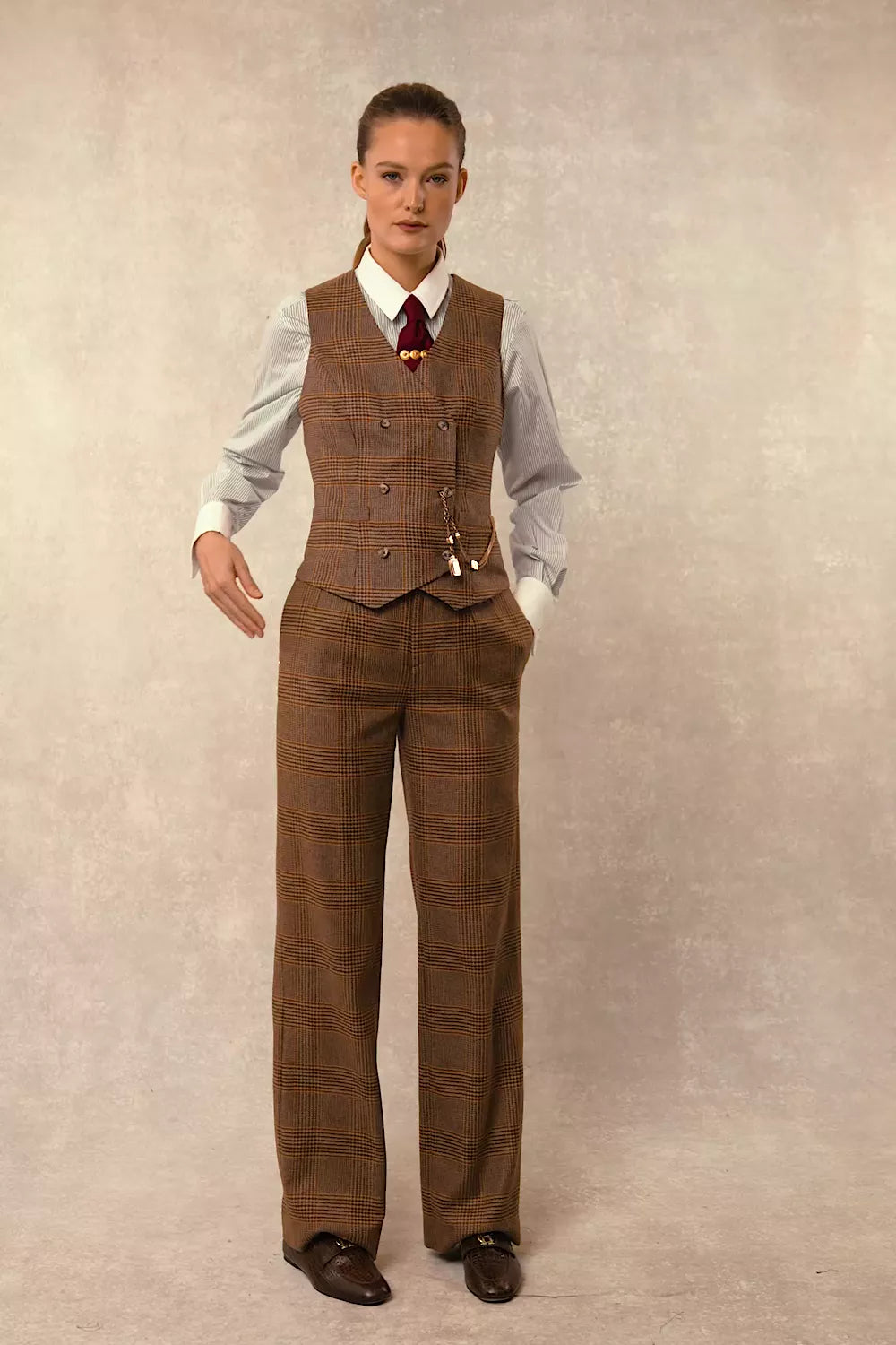 Kensington Waistcoat (Clarence Check Merlot)