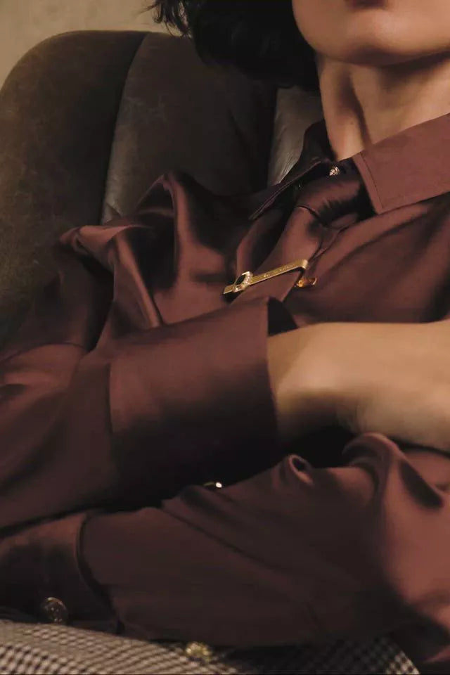 Georgina Satin Shirt (Chocolate)