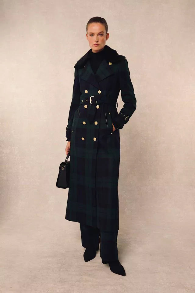 Marlborough Shearling Trench Coat (Blackwatch)