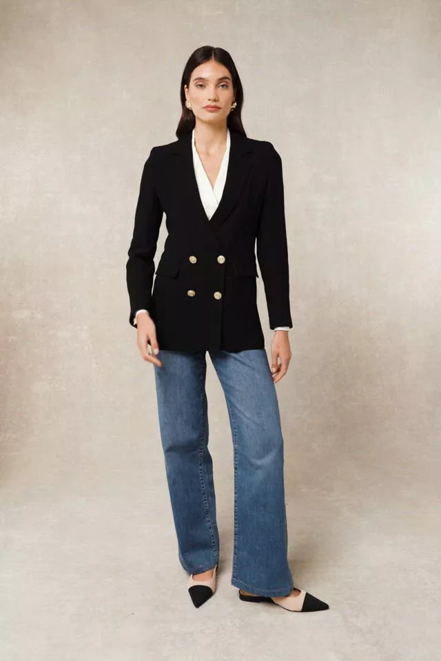 Double Breasted Blazer (Black Linen)