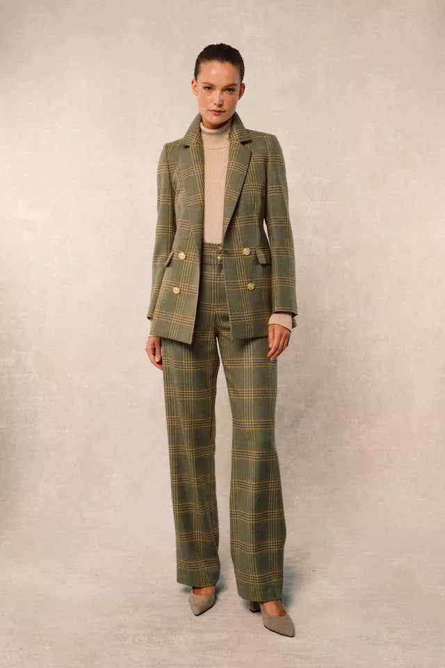 High Waisted Straight Trouser (Leveret)