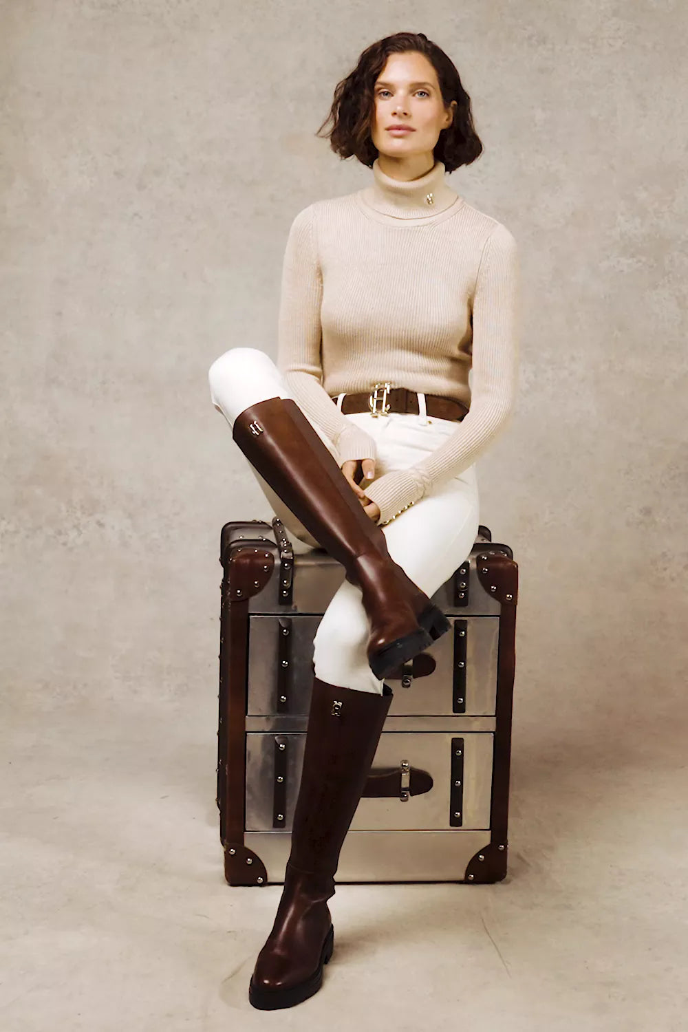 Painswick Roll Neck Knit (Biscuit)