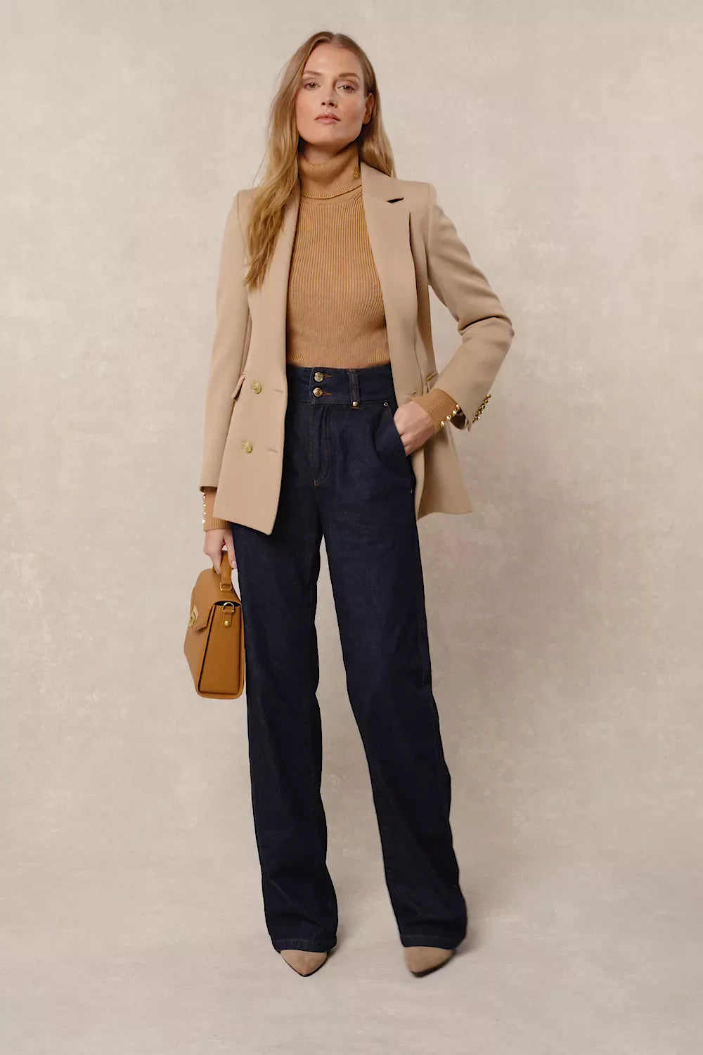 Tailored Wide Leg Jean (Deep Indigo)