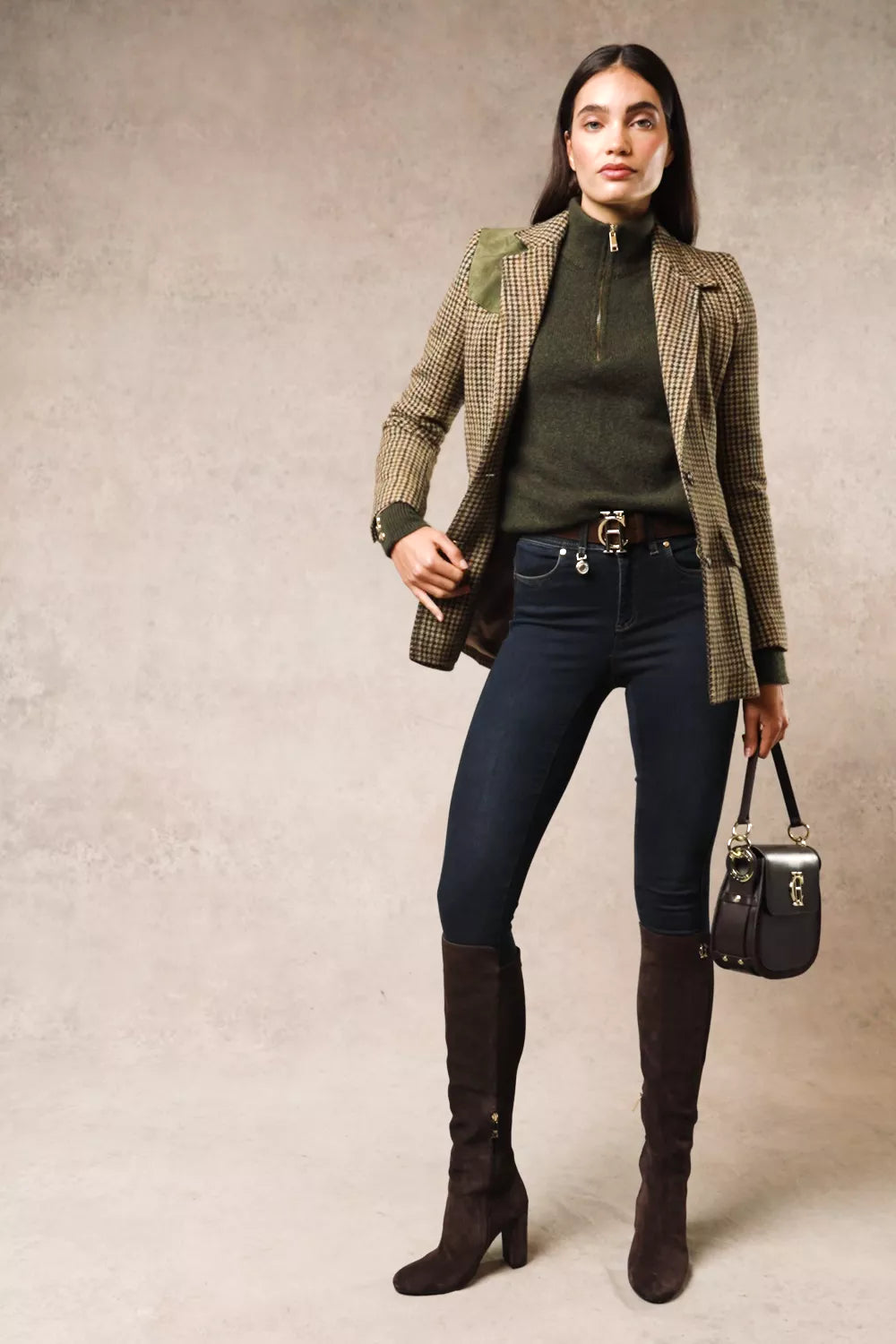 Tori Quarter Zip Knit (Forest Green)