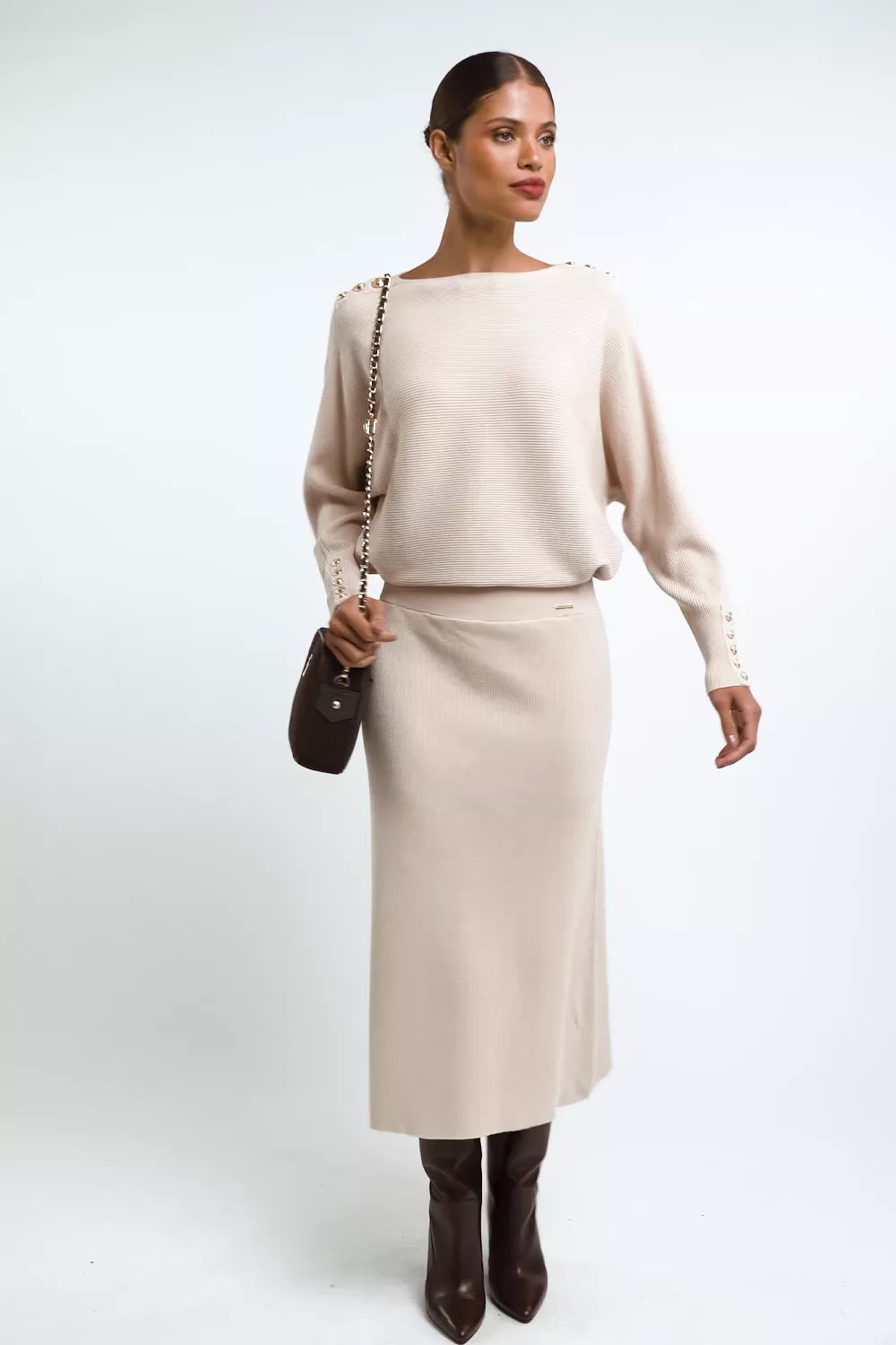 Leyla Knitted Skirt (Oatmeal)