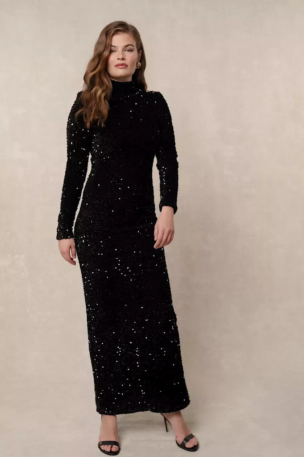 Cara Sequin Maxi Dress (Black Sequin)